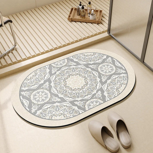 VIKAMA Simple Style Diatomite Bathroom Mat Household Bathroom Doorway Water-Absorbent Quick-Drying Easy-Care Foot Mats Carpet 2