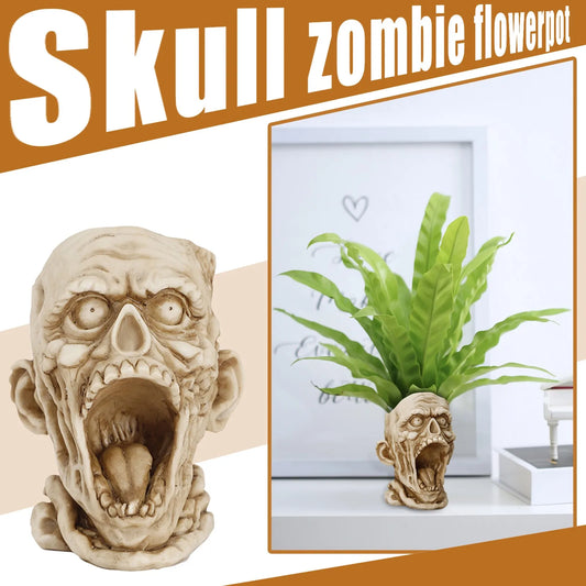Creative Zombie Skull Horror Planter Flower Pot, Creative Indoor Green Plant Resin Garden Potted Craft Flower Pot Ornaments
