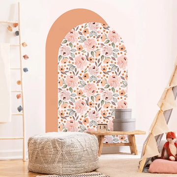 Boho Flowers Arch Wallpaper Nursery Decal Children's Room Baby Sticker Kids Bedroom Living Vinyl Home Decoration Peel and Stick