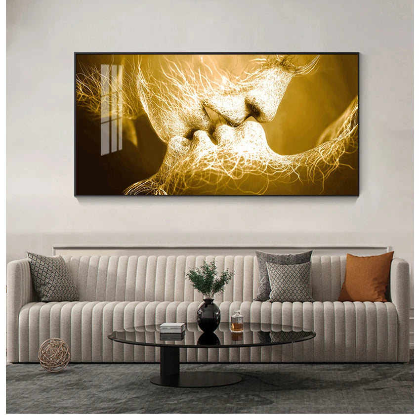 Home Decor Modular Poster Framed For Living Room Canvas Hd Prints Pictures 1 Pcs Wall Black Love Kiss Abstract Artwork Painting