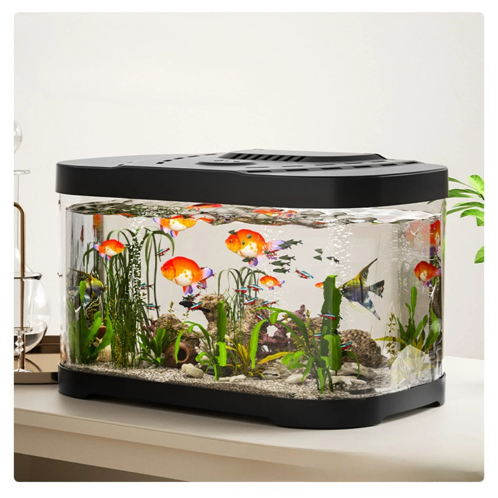 New goldfish jar with filter ecological jar household living room landscaping aquarium turtle jar transparent plastic jar