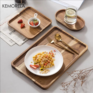 KEMORELA 1PCS  Coffee Tray Food Tray Cup Trays Decorative Wood Tray Dessert Tray Gongfu Tea Tray Kitchen  Supplies Storage Set