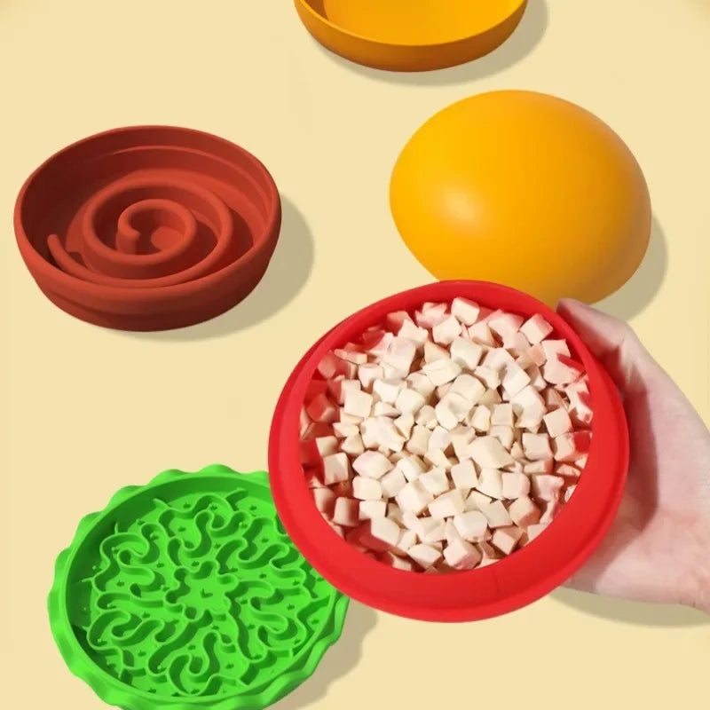 Collapsible Cat Dog Food Container Portable Storage Pet Feeder Hamburger Bowl Multi Functional Cross Border Best Seller