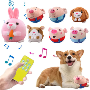 Cartoon Pig Active Moving Pet Plush Toy Washable Interactive Dog Toys USB Rechargeable Talking Moving Dog Ball Toy for Dogs Cats