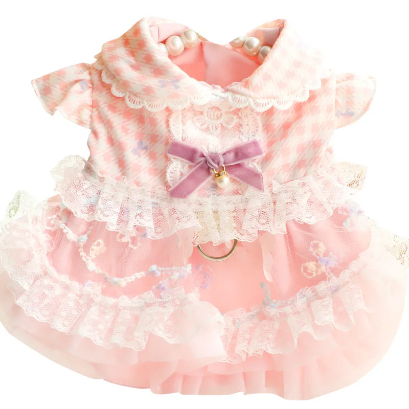 Spring/Summer Thin Pet Outfits  Dog Clothes  Cat Princess Dresses for Small Teddy Dogs Harness Dresses for Small Teddy Dogs