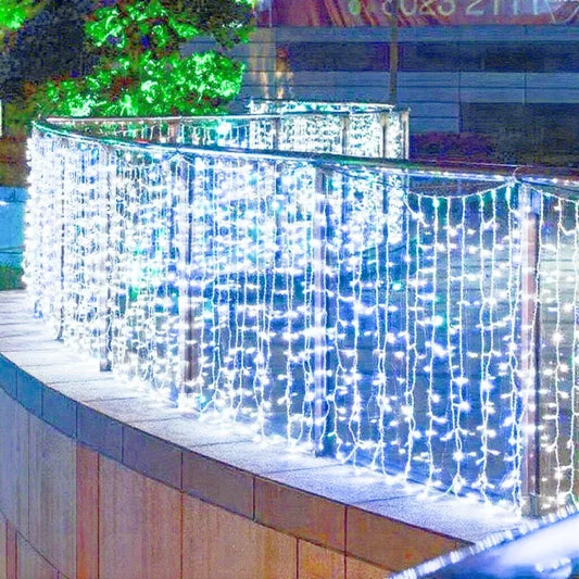 2025 LED Icicle String Lights EU Plug Garland Droop Light Pathway Wedding Garden Street Outdoor Christmas Halloween Decoration