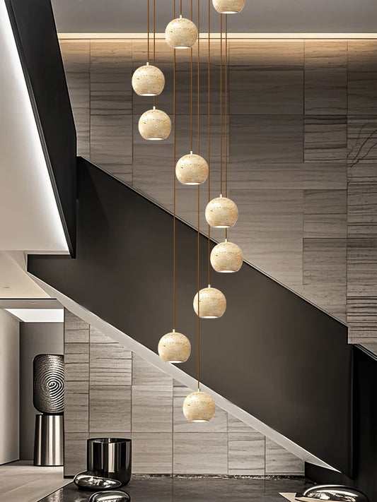 Chandelier Luxury Stone High Ceiling Pendant Lighting Fixtures for Kitchen Island Stair Chandelier Modern Pendants Lighting