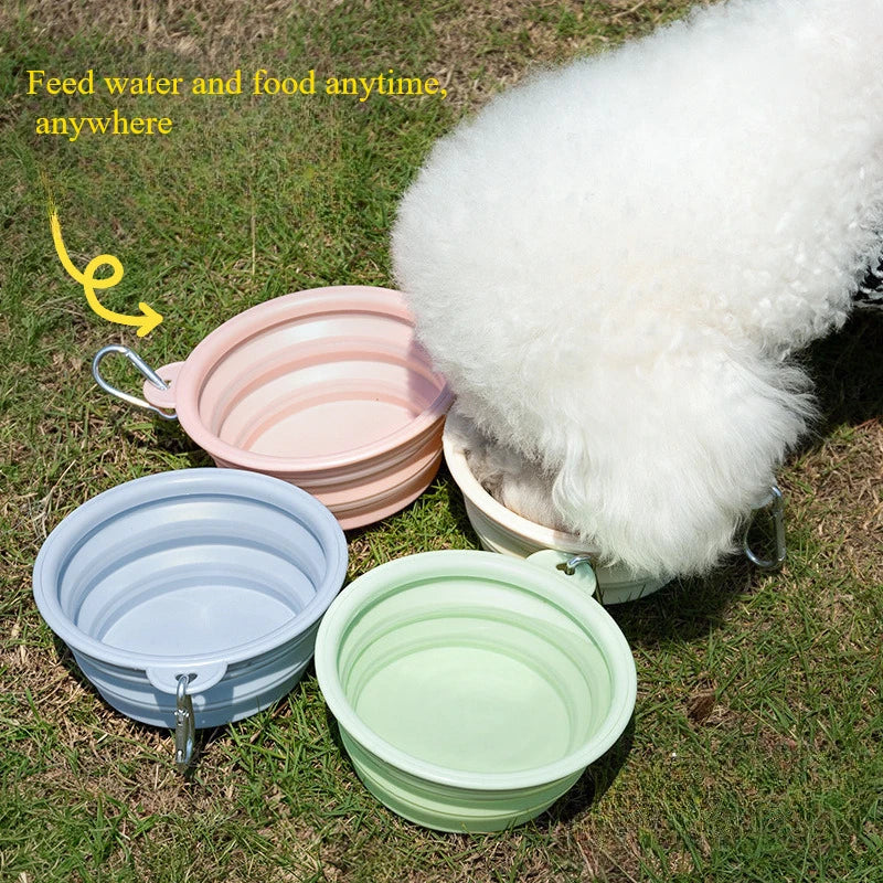 Portable folding silicone bowl for pets, dog rice bowl, dog food bowl, cat drinking water dog bowl 650ML/350ML