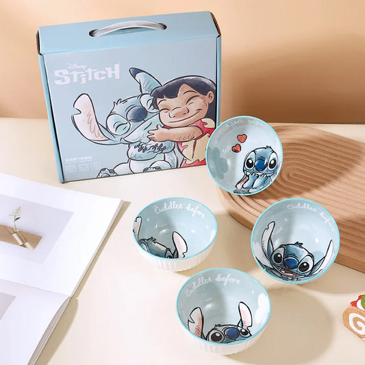 Disney Stitch Ceramic Bowl for Kids Cartoon Animation Household Dishwasher Safe Cute Exquisite Set Holiday Gift Idea for Friends