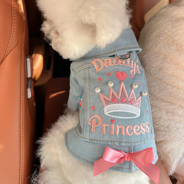 Pet Dog Cat Clothes - Cute Princess Denim Jacket, Puppy Kitten Adorable Fashion Outfi