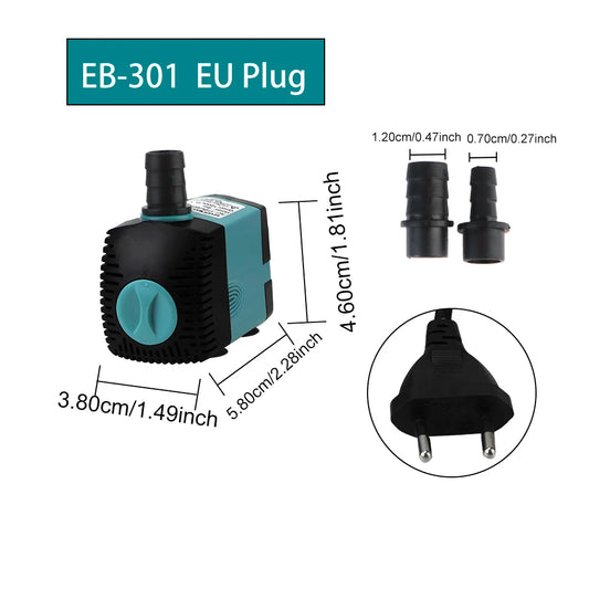 With Suction Cups EU/US Plug Ultra-Quiet Filter Fish Pond Submersible Water Pump Fish Tank Fountain Aquarium Pump 3/10/25W