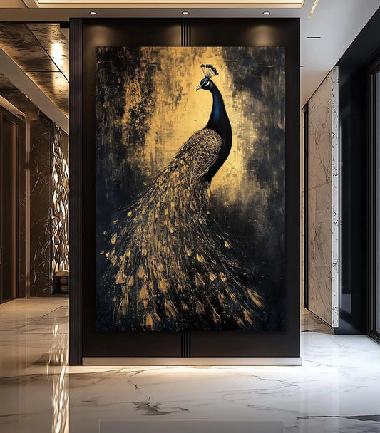 Fox Elephant Eagle Canvas Painting Black Gold Animal Print Poster Luxury Wild Animal Decoration Abstract Modern Gold Home Decor