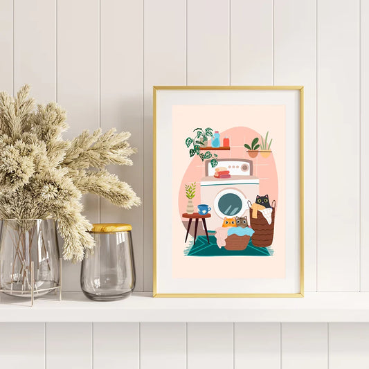 Black Cat Bubble Bath Art Canvas Poster Funny Cat Print Bathroom Mural Abstract Wall  Decoration Painting Home Gift unframed