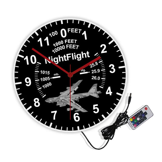 Boeing B-52 Stratofortress Airplane Lmuinous Neon Sign Pilot Wall Clock Air Force Strategic Bomber Aviation LED Nightlight Clock