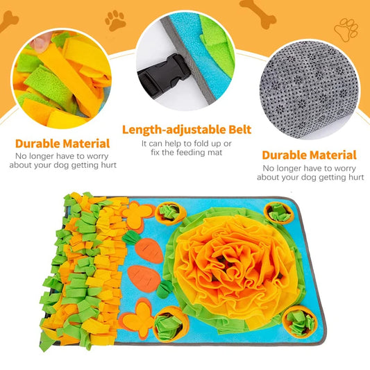 Durable Dog Snuffle Mat Puppy Sniffing Puzzle Toys Interactive Nonslip Pet Feeding Mat Portable Squeaky Slow Feeder