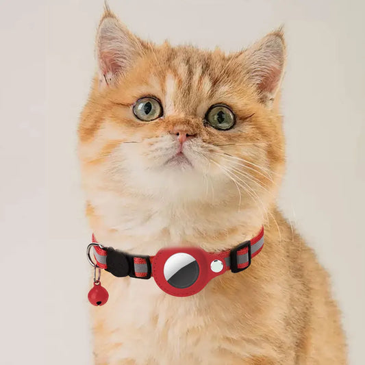 For Apple AirTag Pet Collar Reflective Kitten Collar Safety Buckle GPS Tracker Holder for Cat Kitten