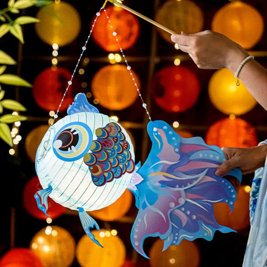 New Cartoon Goldfish Mid-Autumn Festival Lantern Material Package Handmade Koi Lantern Paper Lanterns Festival