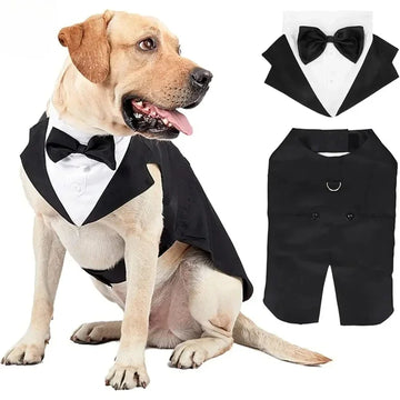Cotton Large Dog Costume Detachable Two Pieces Dog Wedding Costume Black Dog Clothes Suit Dress Autumn Large Breeds Pet Products
