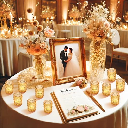 Wedding Glass Candle Holder For Table Centerpiece Decoration Mini Round Tealight Holder For Party Dinner And Festival Decoration