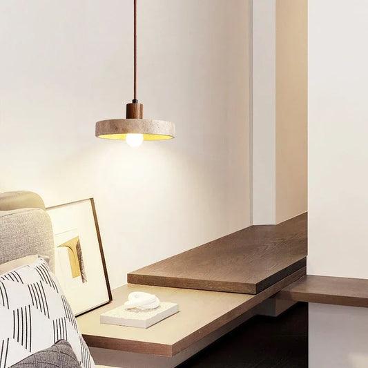 High Quality Stone Pendant Light with E27 Bulb Travertine Hanging Suspension Lamp for Kitchen Living Dining Room Bedroom
