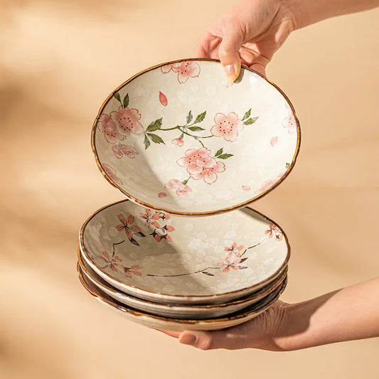 Japanese Square Plate Ceramic Plate Dish Dish Household Plate Tableware Deep Rice Bowl Tableware