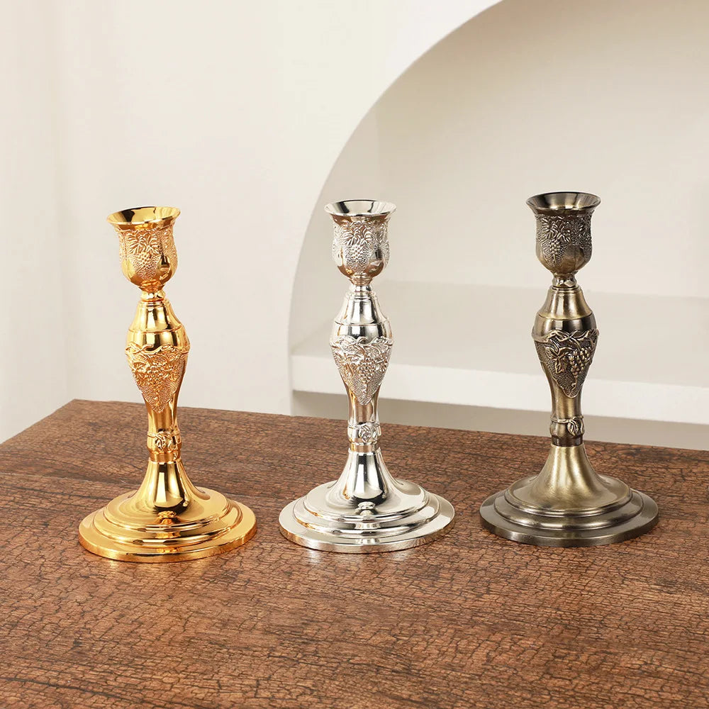 Light Luxury, Nordic Style Vintage Candle Holder Metal Candles Holder Zinc Alloy, Electroplated Candlesticks for Candles