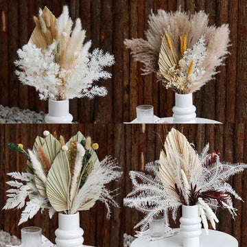 Fashion Dried Plants Flowers Reed Wedding Decorations Natural Dried Pampas Grass Fan Home Party  Decor
