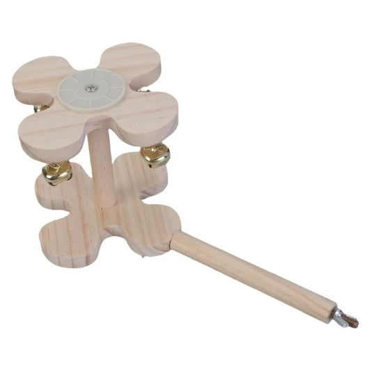 Interactive Bird Perch Toy for Parrots with Sounding Bells 360 Degree Rotation and Wooden Design Birdcage Engagement Toy