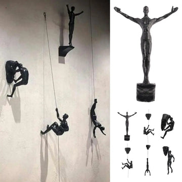 Athlete Rock Climbing Man Resin Background Wall Hanging Decoration Sculpture Statue Figures Creative Rock Climber Statue Pendant