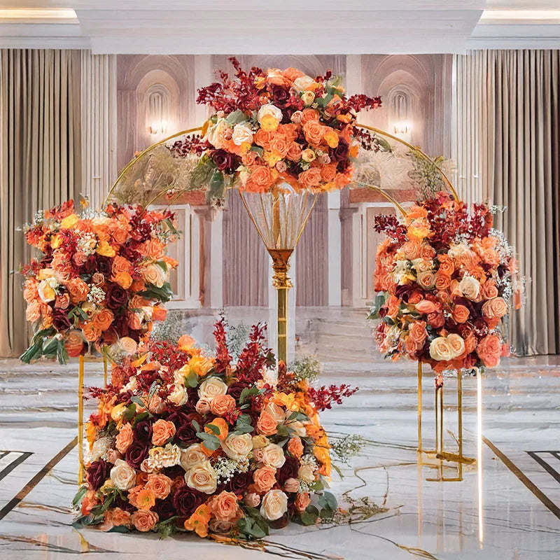 New Vibrant Orange Rose Artificial Eucalyptus Flower Ball The Ideal Choice for Stunning Windows exhibition Wedding Decorations
