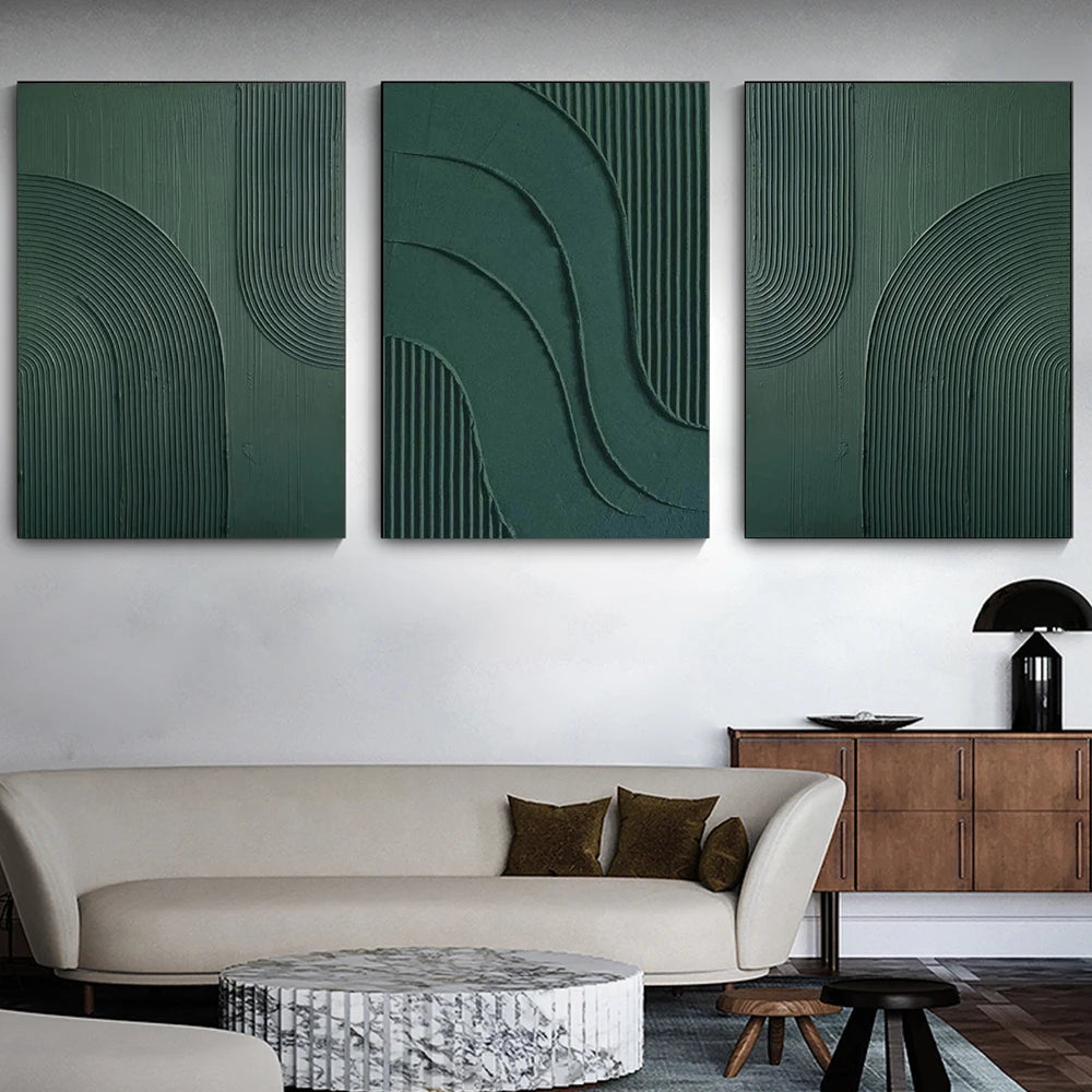 Dark Green Texture Wall Art Abstract Canvas Painting Minimalism Poster Print For Office Bedreoom Living Room Home Decor