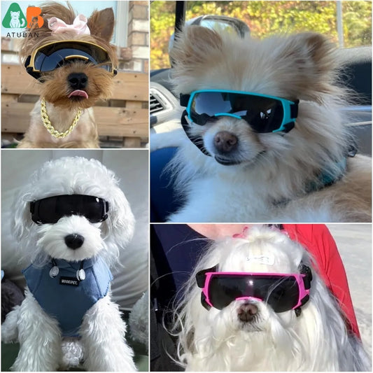 ATUBAN Dog Goggles Small Breed,Puppy Sunglasses UV Protection,Outdoor Ash Prevention,Driving Dog Eye Protection,Antifog Glasses