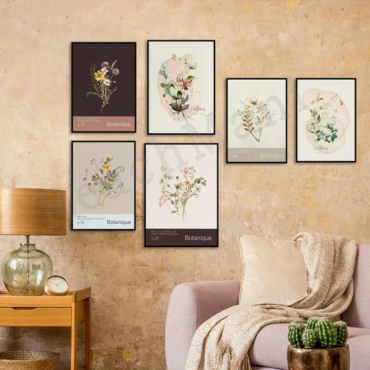 Wildflowers, botanical wall art, watercolor floral boho poster, farmhouse floral aesthetic decor typography home poster