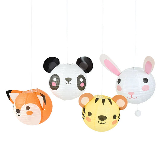 Jungle Forest Farm Animals Paper Lanterns Birthday Baby Shower Party Home Doorway Bedroom Ceiling Decor Tiger Fox Lion Panda