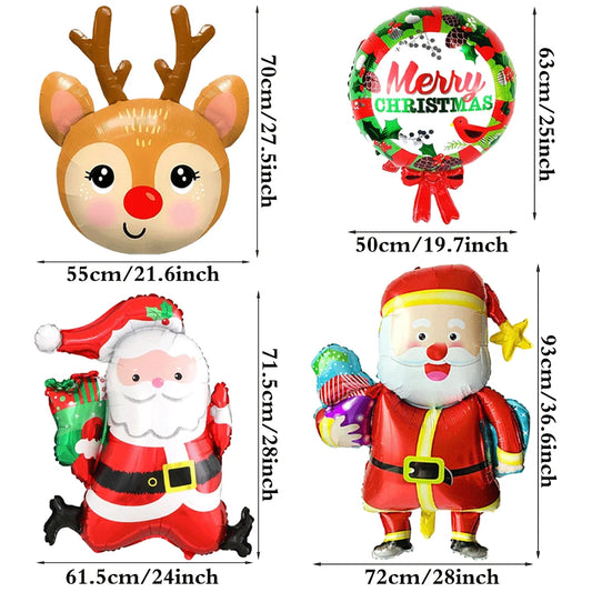 6pcs Christmas Foil Balloons Santa Claus Reindeer Elk Balloon Merry Christmas Xmas Decorations For Home Navidad Party Decoration