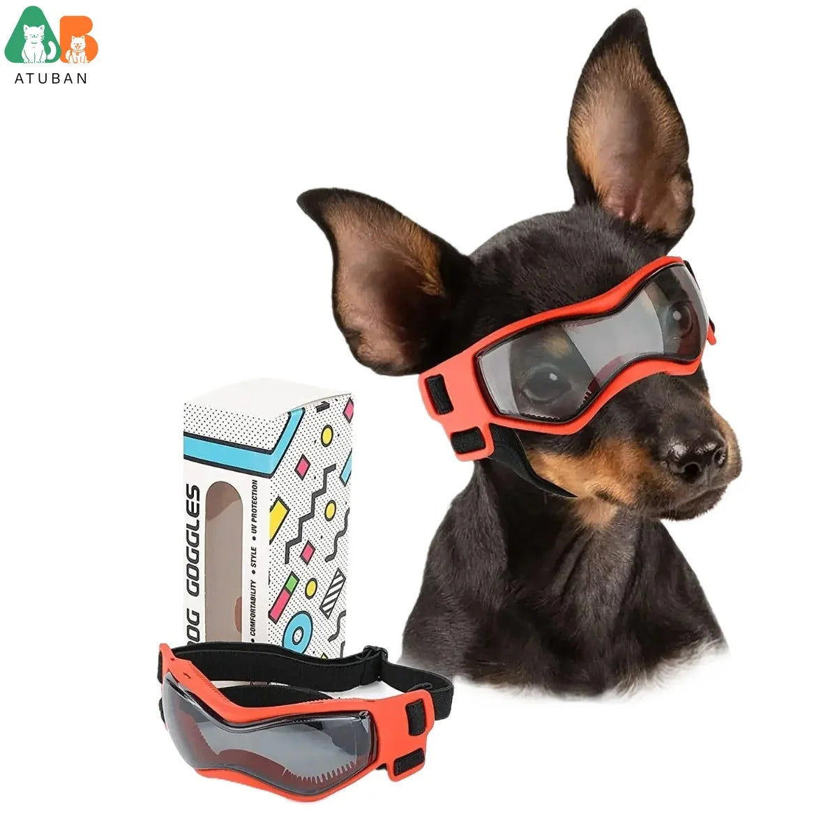 ATUBAN Dog Sunglasses Dog Goggles, Comfortable Soft Easy Wear Adjustable UV Protection Puppy Sunglasses for Small to Medium Dog
