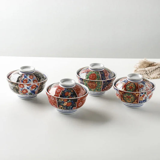Japanese Style Tableware Ceramic Ramen Bowl Household Rice Bowl with Lid  Soup Bowl Soup Cup