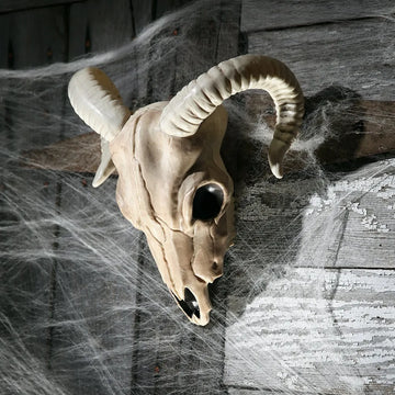 Goat Head Skull Halloween Decoration Sheep Ram Pattern Sculpture Wall Hanging Ornament Home Office Decoration Restaurant Decor
