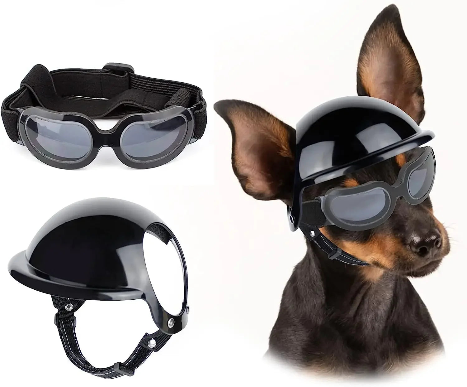 ATUBAN Dog Helmet Sunglasses for Small Dogs,UV Protection Dog Glasses Sport Hat for Medium Dogs,for Dog Outdoor Driving Walking