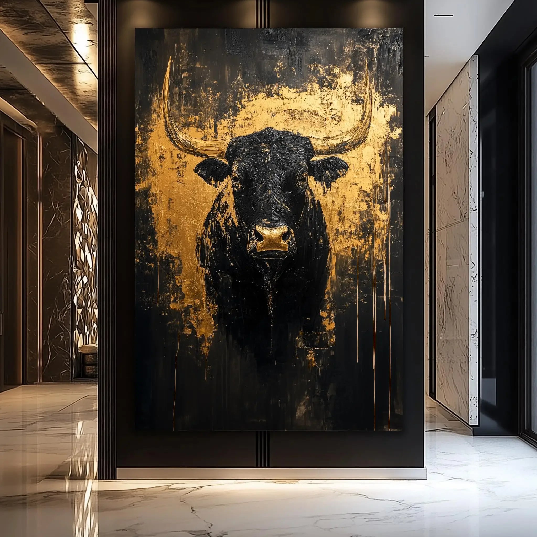 Fox Elephant Eagle Canvas Painting Black Gold Animal Print Poster Luxury Wild Animal Decoration Abstract Modern Gold Home Decor