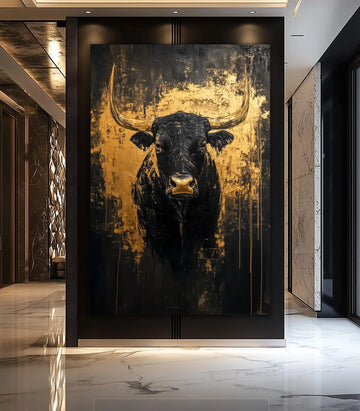Fox Elephant Eagle Canvas Painting Black Gold Animal Print Poster Luxury Wild Animal Decoration Abstract Modern Gold Home Decor