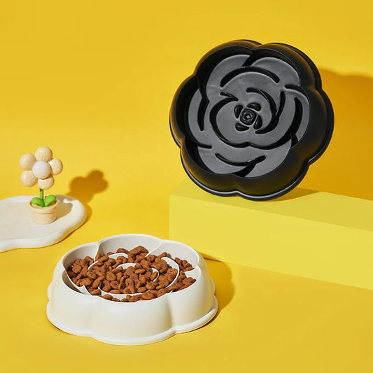Non-Slip Cat Slow Eating Bowl - Anti-Gulping Anti-Spill Pet Dish with Raised Patterns for Portion Control