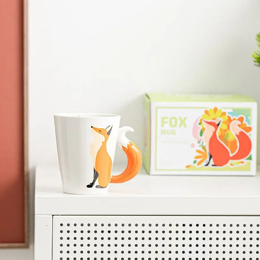 360ml Creative Fox 3D Cartoon Coffee Mugs Personalized Office Cup Animal Ceramic Mug Tea Cups Milk Mug Children Birthday Gift