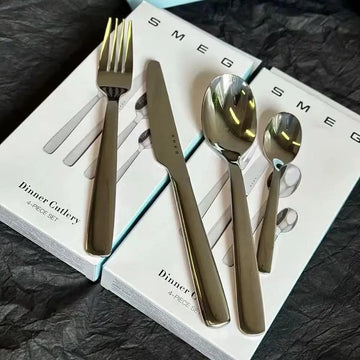 4pcs Italian Style Stainless Steel Fork Spoon Knife Set Western Tableware Dessert Spoon Polishing Cutlery Sets Kitchen Gifts