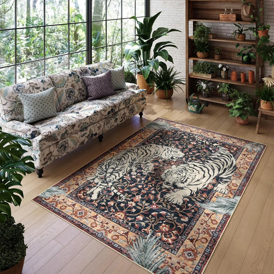 Jungle Tiger Rug for Living Room Carpet Home Decoration Large Area Bedroom Plush Floor Mat Machine Washable Coffee Table Rugs 러그