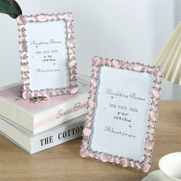 1Pcs piece of pink natural cat's eye stone frame, 6 inches and 7 inches, suitable for desktop decoration in living rooms, study