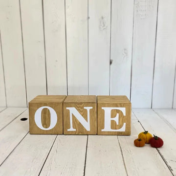 Wooden Blocks ONE Baby Photography Props 1st Birthday party Accessory Cube Nursery Decoration & Christmas Gift for Babies item