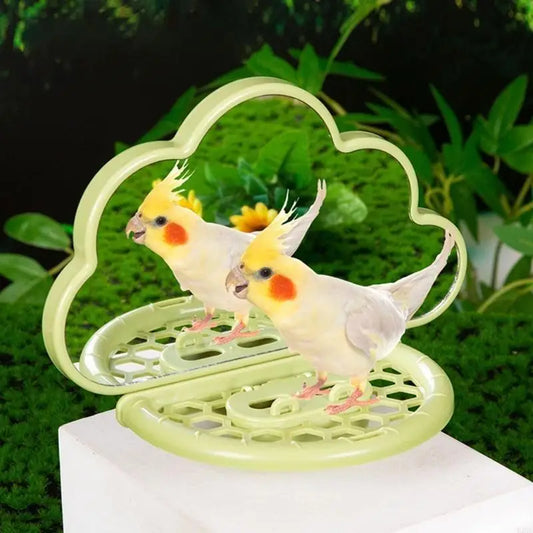 Clear Reflection Bird Mirror Clouds Parrots Feeders Parrots Rest Platform for Budgies Cockatiels Lovebirds