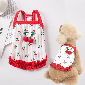 Dog Vest Cute Cherry Clothing For Small Dog Vest Summer Cooling Cat Vest Falbala Pet Clothes For Dog Breathable Soft Cat Clothes