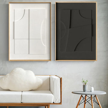 Modern Black White Nordic 3D Visual Effect Geometric Canvas Painting Wall Art Abstract Lines Poster Print Living Room Home Decor
